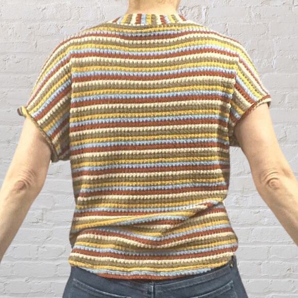 Francesca’s Crochet Cardigan M Multi Stripe Cropped Boho Sweater NWT - Picture 3 of 9